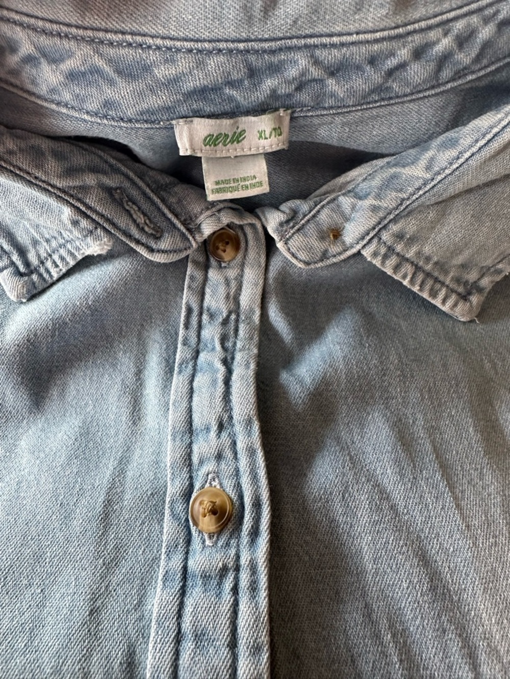 Aerie Light Blue Denim Button-Up Shirt - Picture 2 of 3